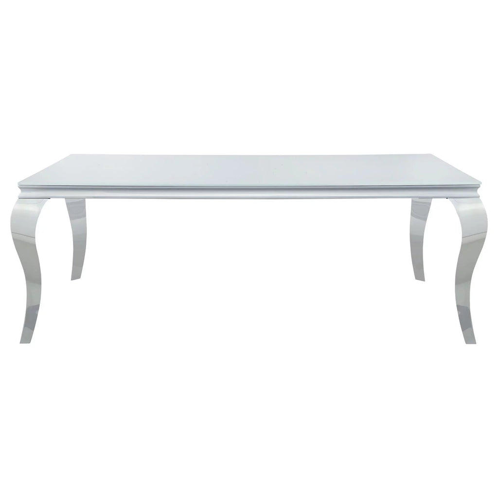 Rectangular Glass Top Dining Table White and Chrome D118470