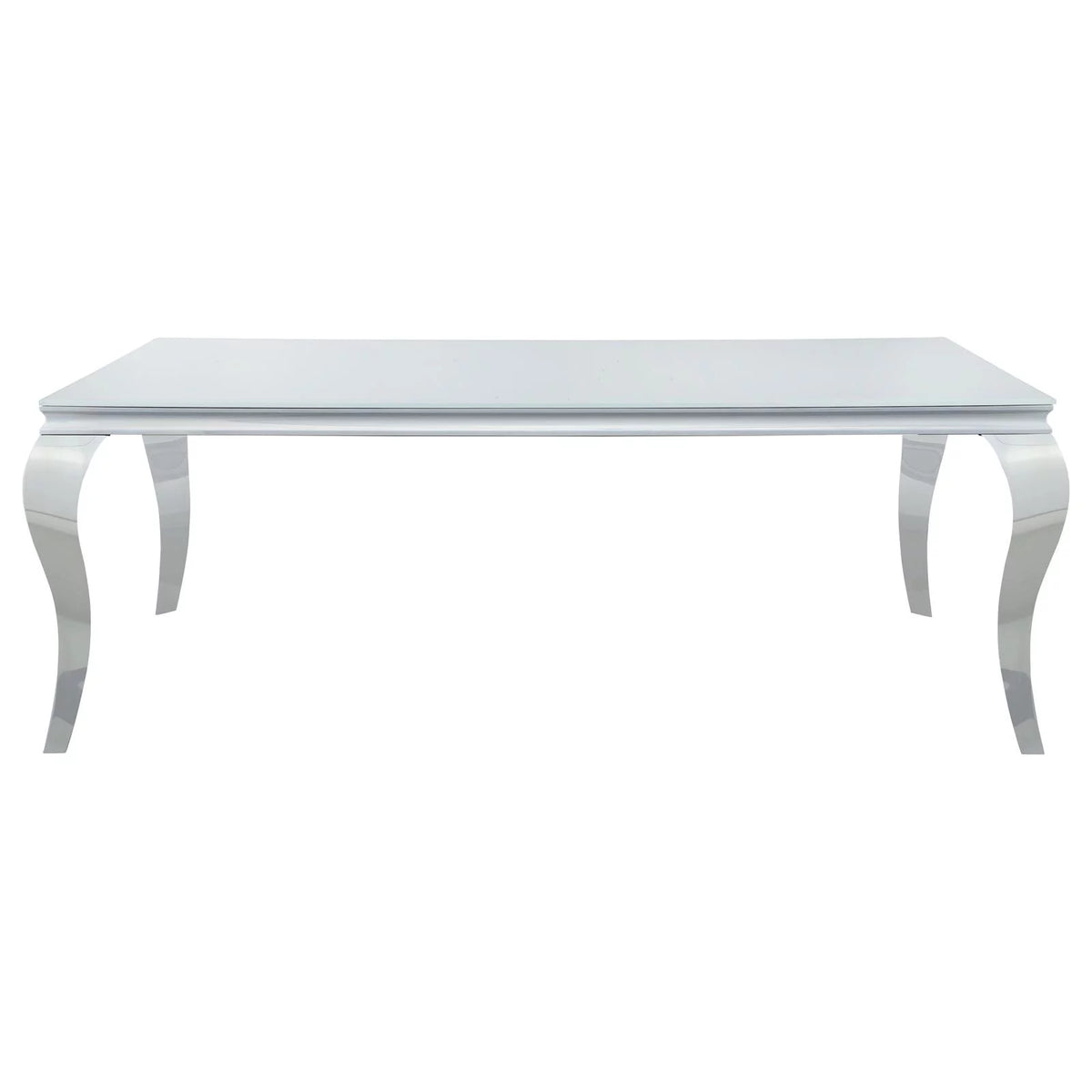 Rectangular Glass Top Dining Table White and Chrome D118470