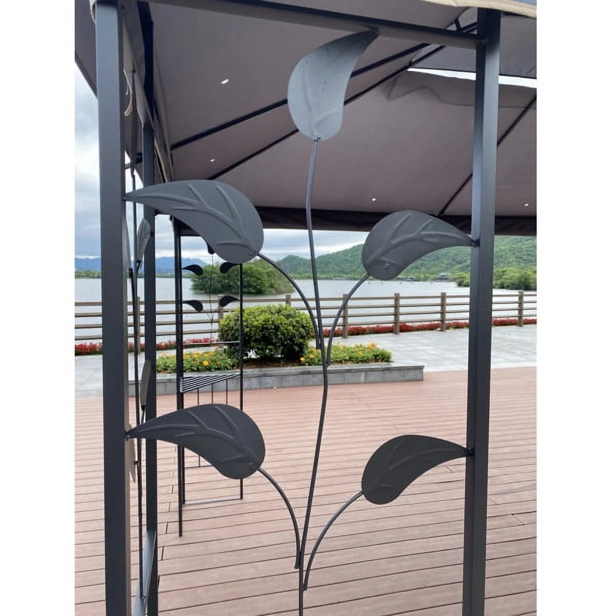 Gray Patio Gazebo Canopy Tent With Mosquito Net P1810