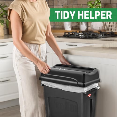 Pack of 2 Heavy Duty Plastic Trash Can Swing Lid Y6330