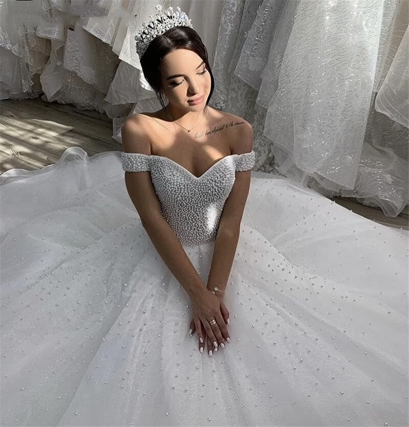 White Plus Size Sweetheart Tulle Wedding Dress P811836