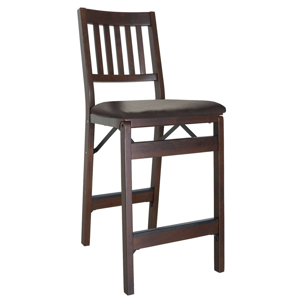 Espresso Bonded Leather Folding Counter Height Stools Set of 2 D187215