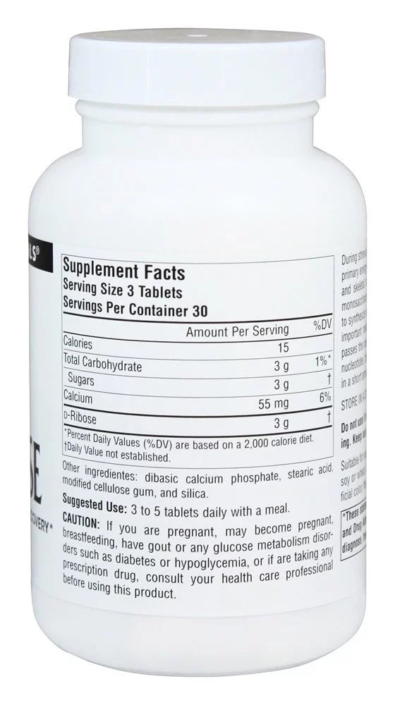 D Ribose Powder 1000 mg 90 Tablets Q88522