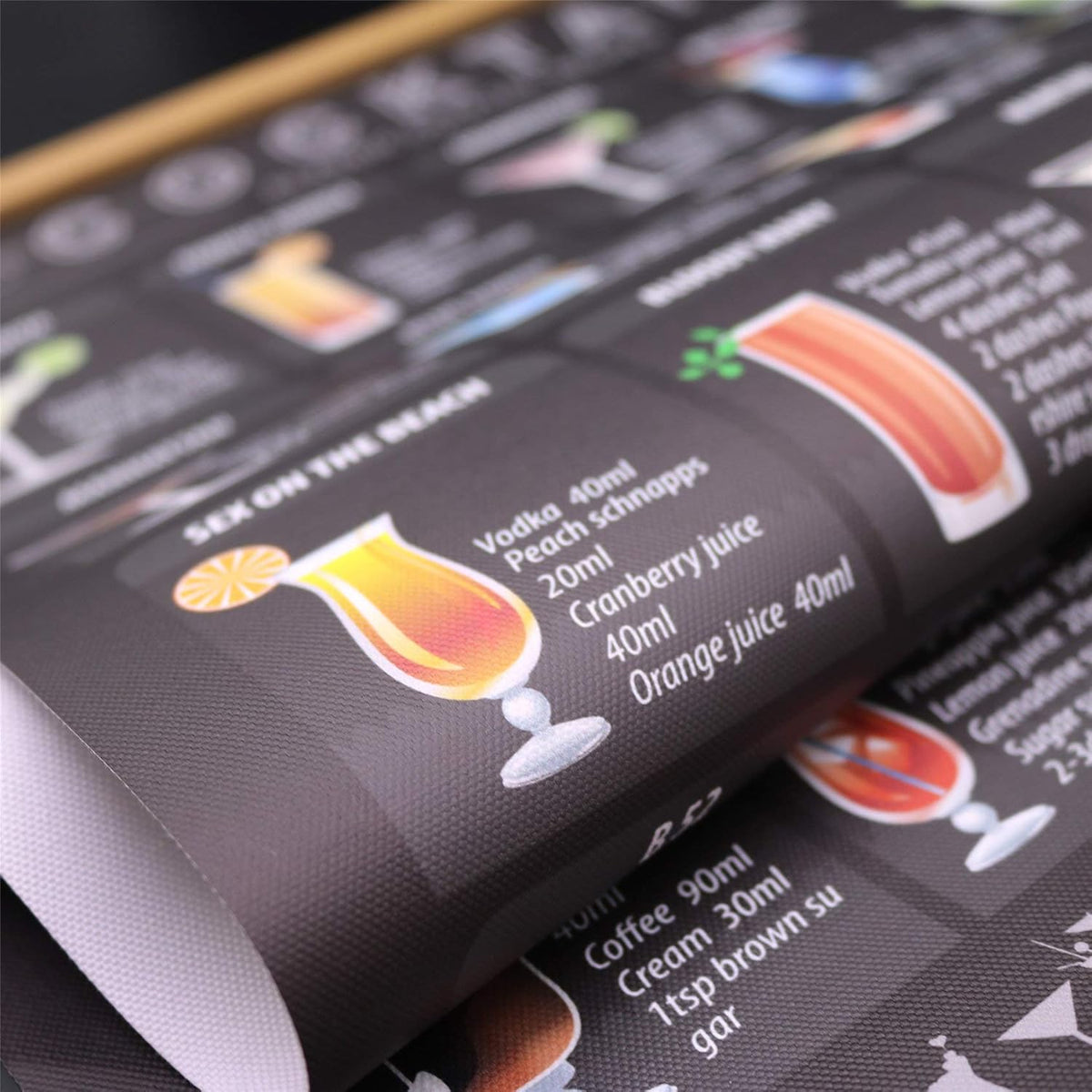 Cocktail Mixology Recipe Print Poster Canvas Art With Frame 15.7 X 27 Inch T260067