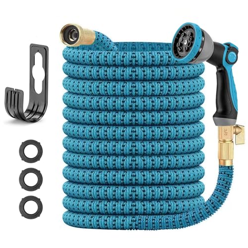 50FT Expandable Garden Hose with Triple Layer Latex Core, 3/4" Solid Metal Fittings, Fabric Nozzle O373687