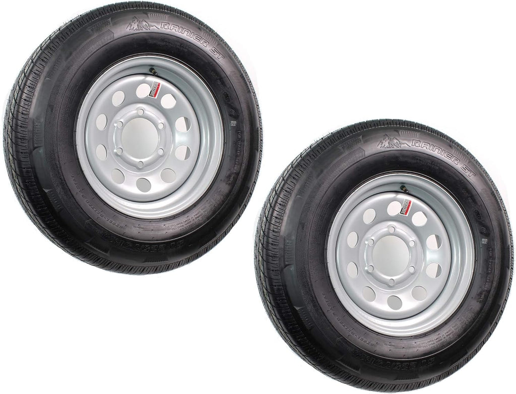 2-Pack Radial Trailer Tire On Rim ST225/75R15 15 LRD 6 Lug Silver Modular Wheel H39692