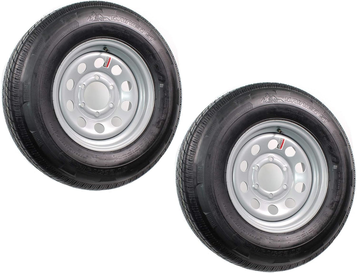 2-Pack Radial Trailer Tire On Rim ST225/75R15 15 LRD 6 Lug Silver Modular Wheel H39692