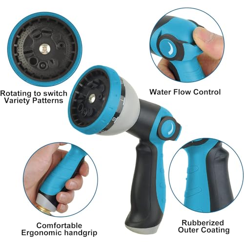50FT Expandable Garden Hose with Triple Layer Latex Core, 3/4" Solid Metal Fittings, Fabric Nozzle O373687