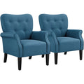 Navy Blue Upholstered Accent Chair with Wooden Leg N926971