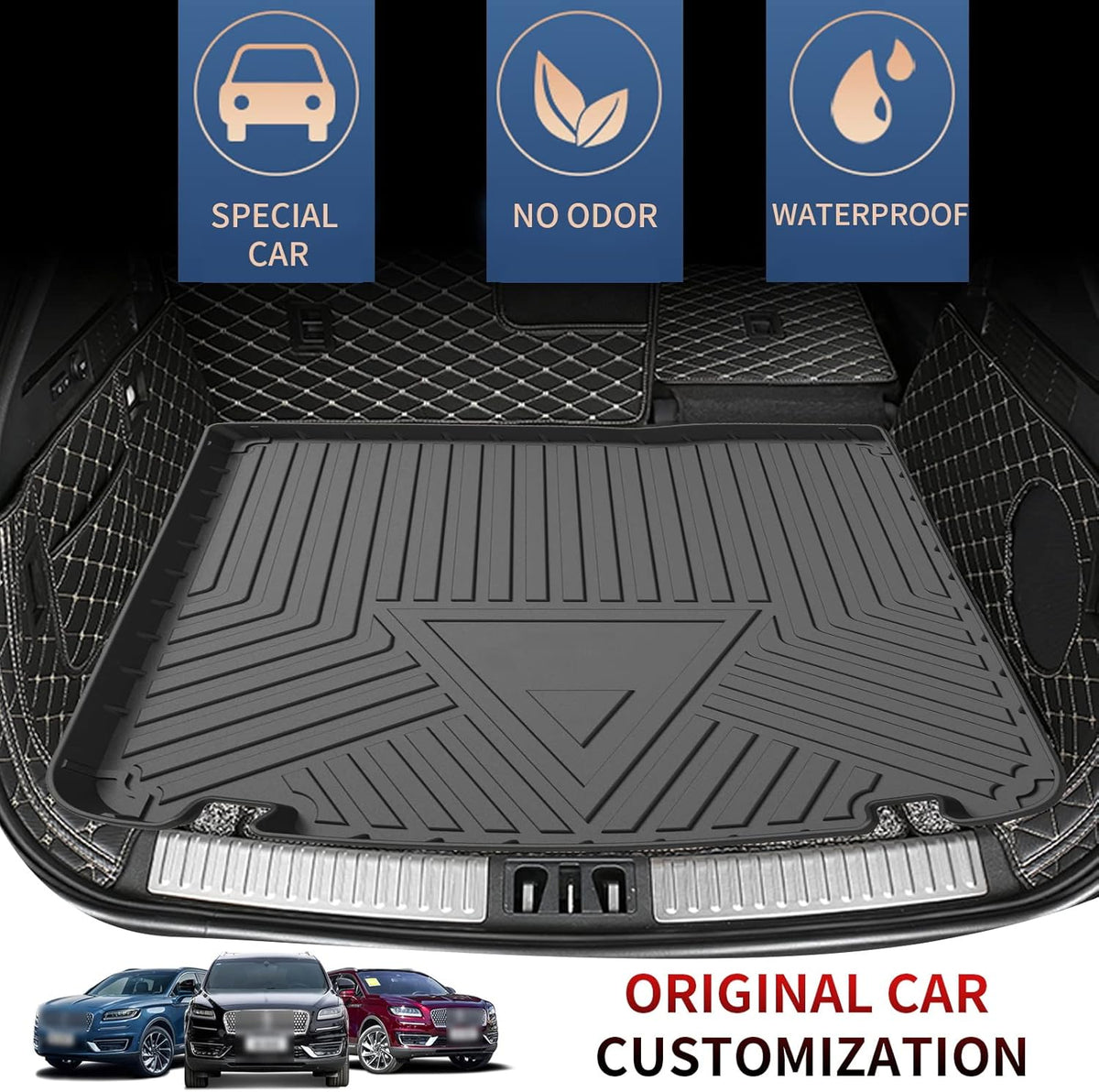 Black TPO Waterproof Rear Cargo Tray Trunk Floor Mat Protector S414840
