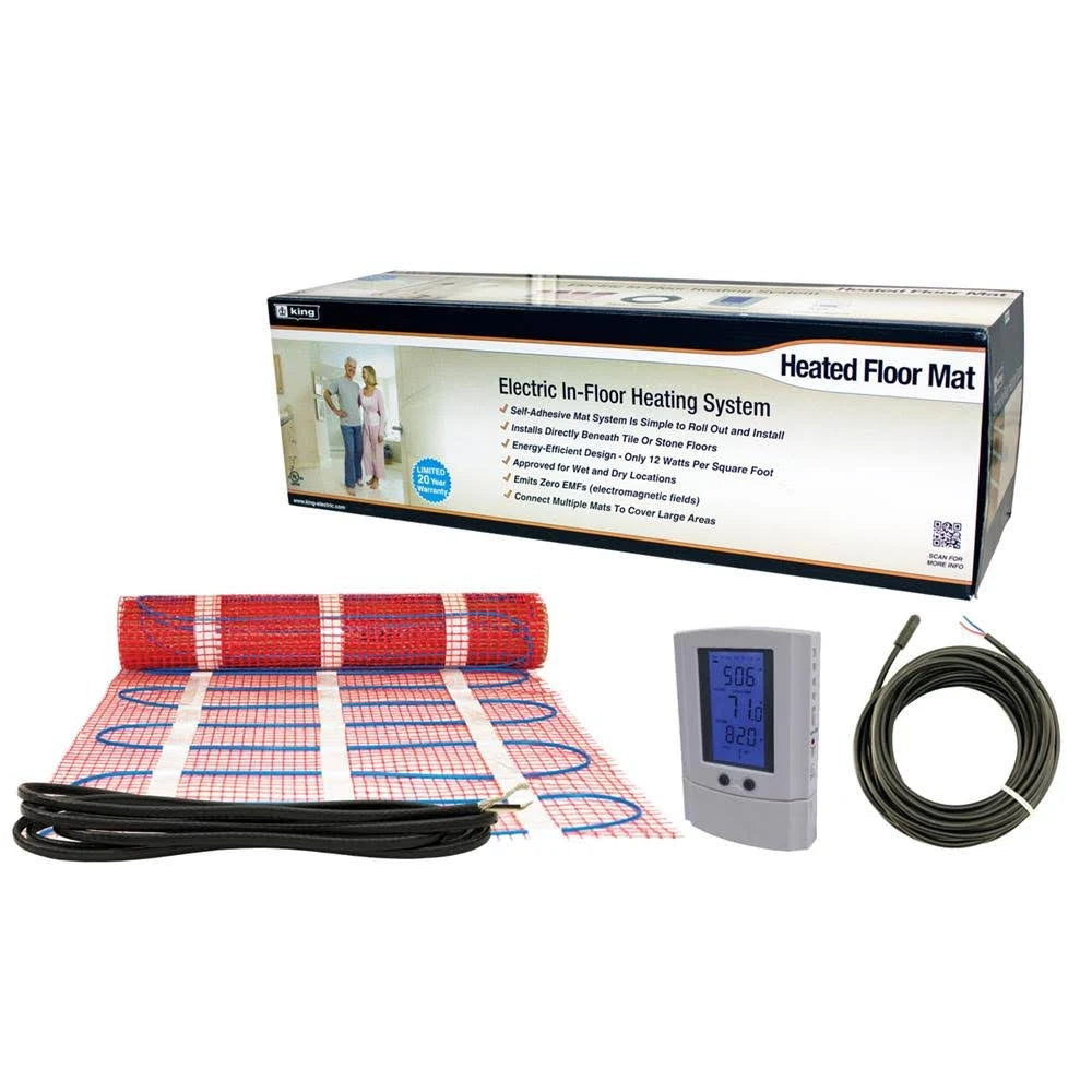 120-Volt Electric Floor Heating Mat 35 Square Feet with Stat F55496