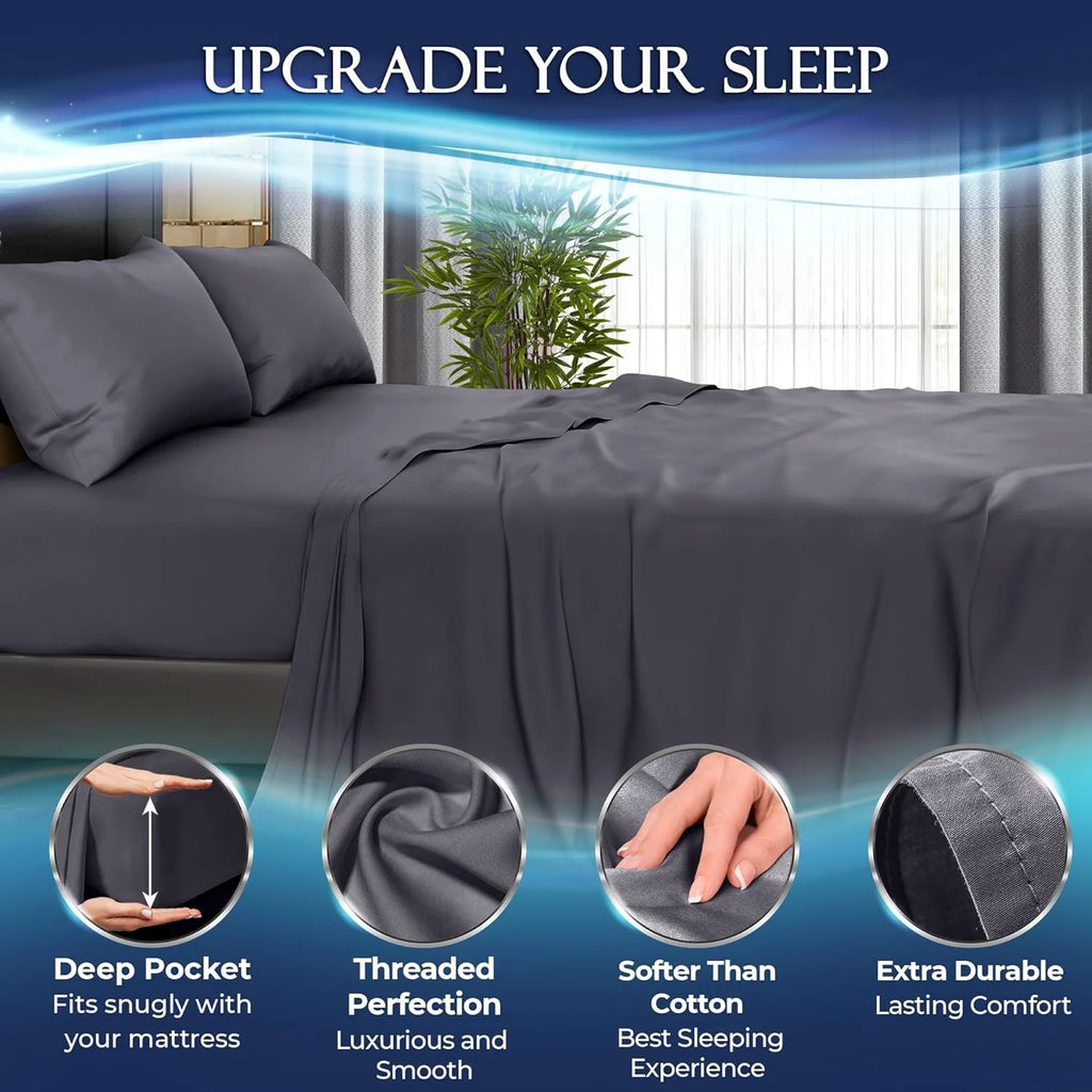 Cooling Viscose Microfiber Bed Sheets Set 4pcs Q777