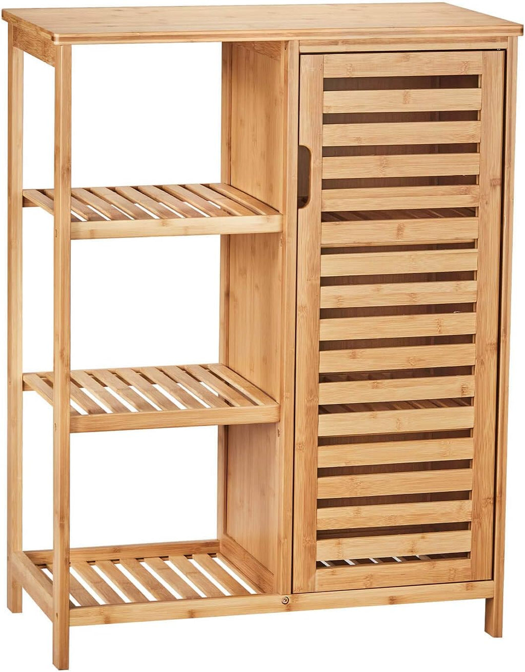 Bamboo Bathroom Cabinet with Doors and 3 Side Shelves U560669