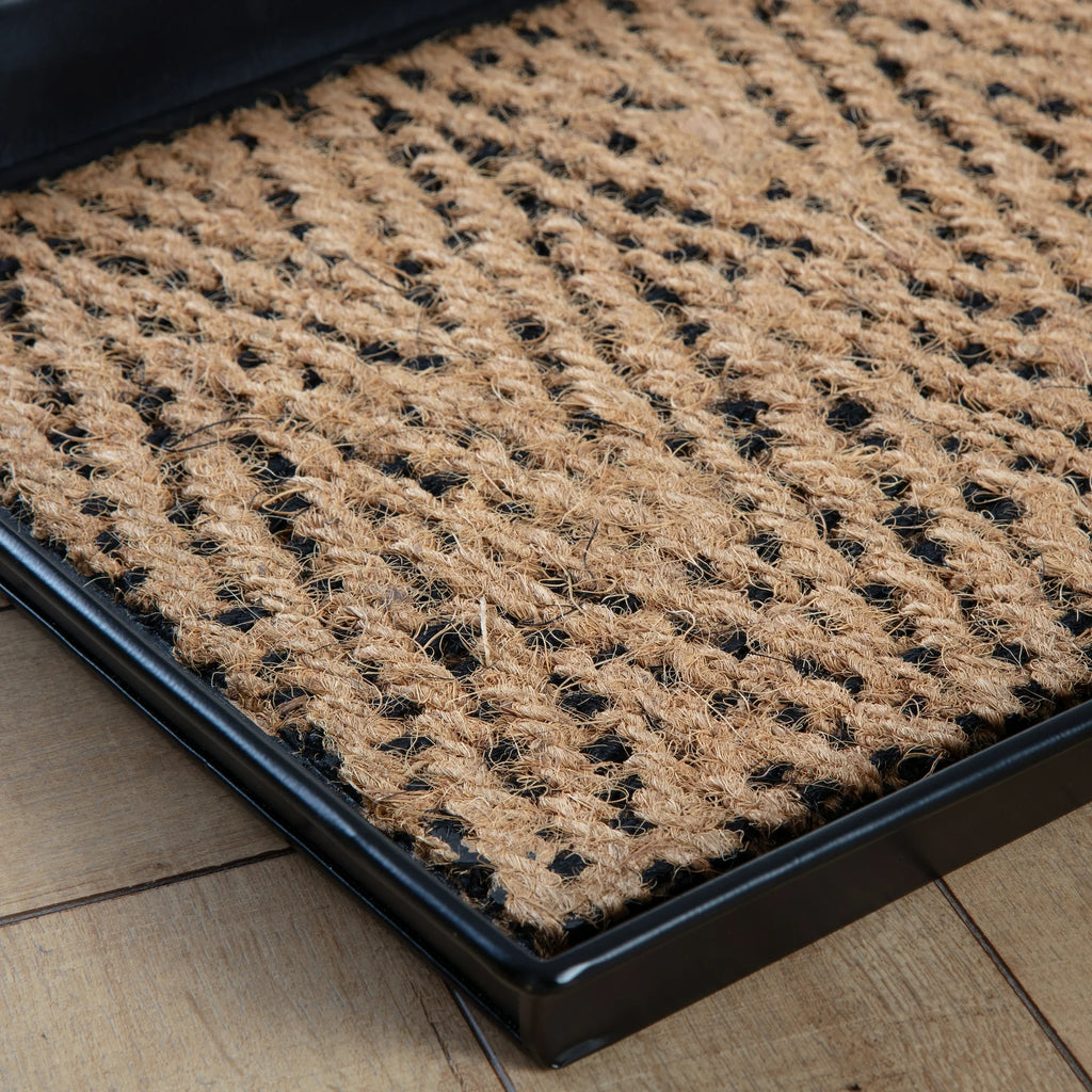 Black Metal Boot Tray with Coir Insert C557