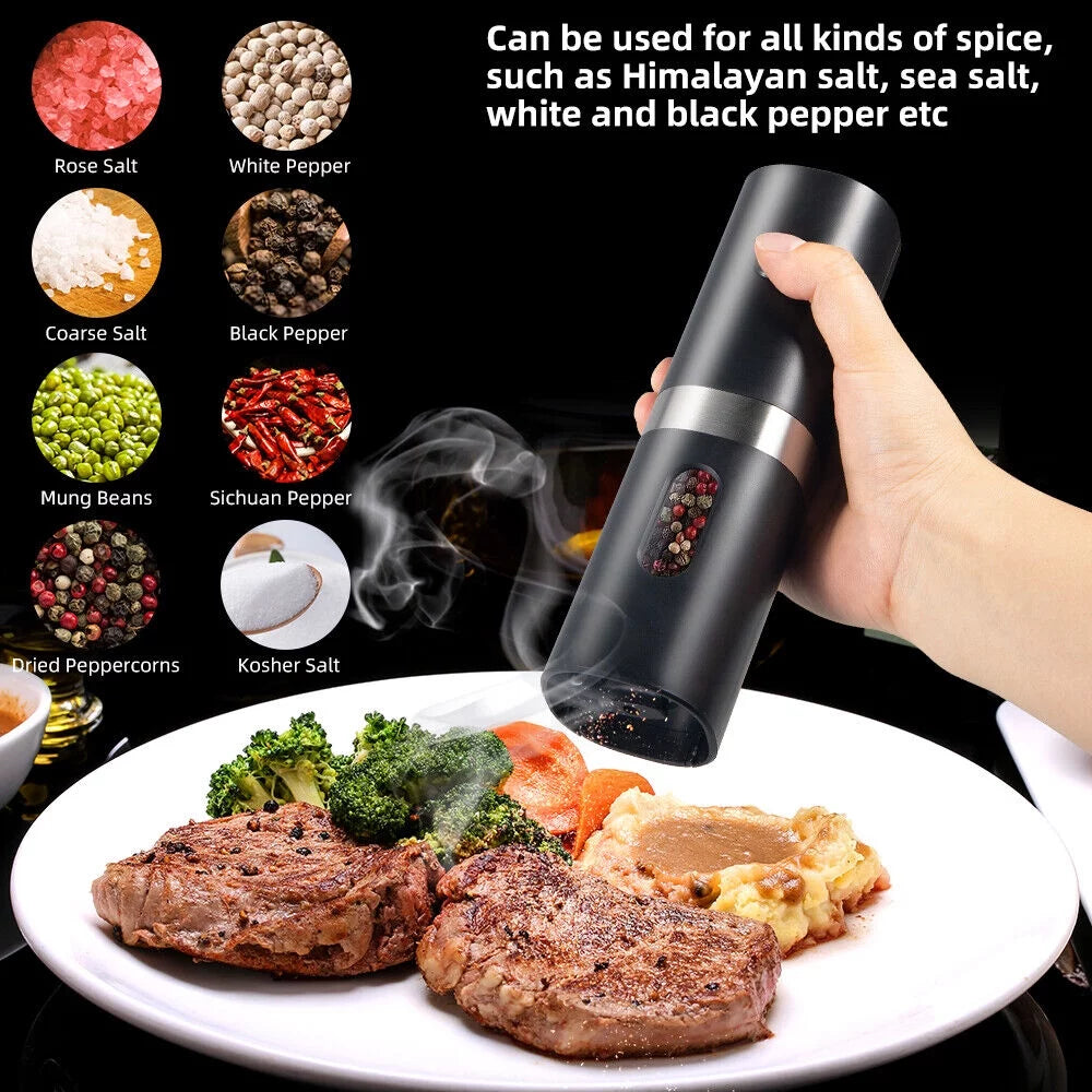 Set of 2 Rechargeable Electric Salt and Pepper Grinder with Adjustable Coarseness Q9731