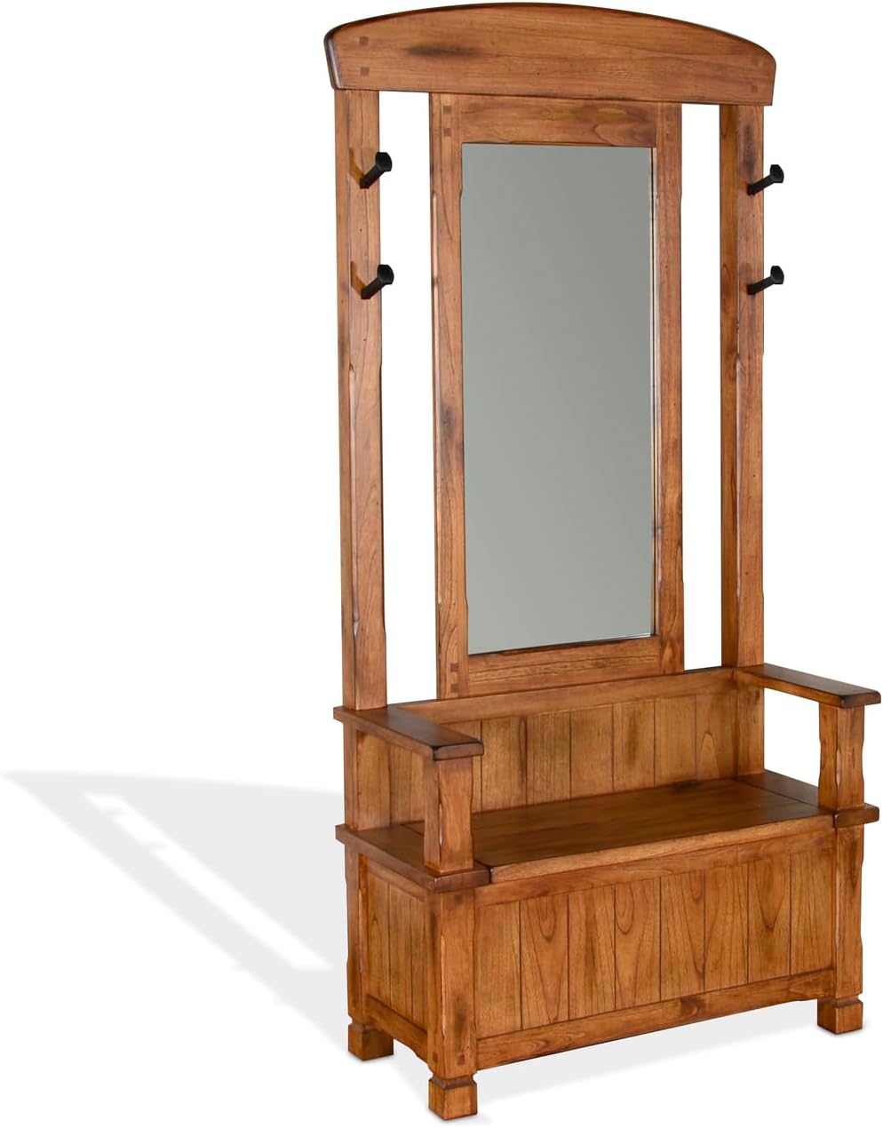 78" 4-Hook Farmhouse Wood Hall Tree in Rustic Oak K9164