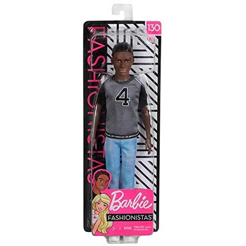 Doll with Sculpted Brunette Hair Wearing T-Shirt, Denim Pants & Shoes V50962