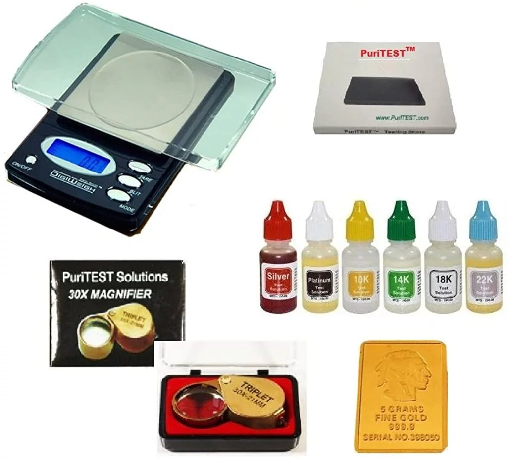 Professional Jeweler's Test Equipment Electronic Jewelry Scale Precious Metals Acid Test Kit 30x Loupe G931