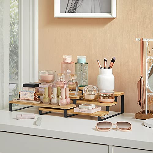 Set of 2 Bamboo Shelf Risers in Ink Black and Natural Beige S4791