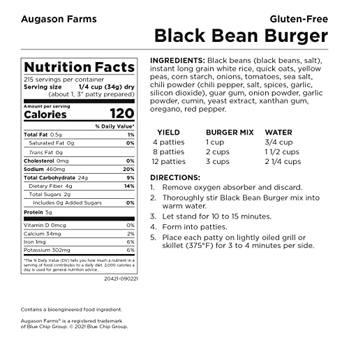 Gluten-Free Black Bean Burger 2 lbs 14 oz No. 10 Can 1 Pack Q817566