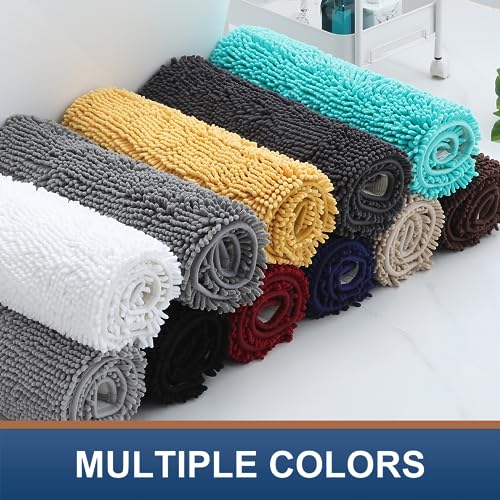 2 Piece Chenille Bath Mat Set (30" x 20"+24" x 16", Dark Grey) X903