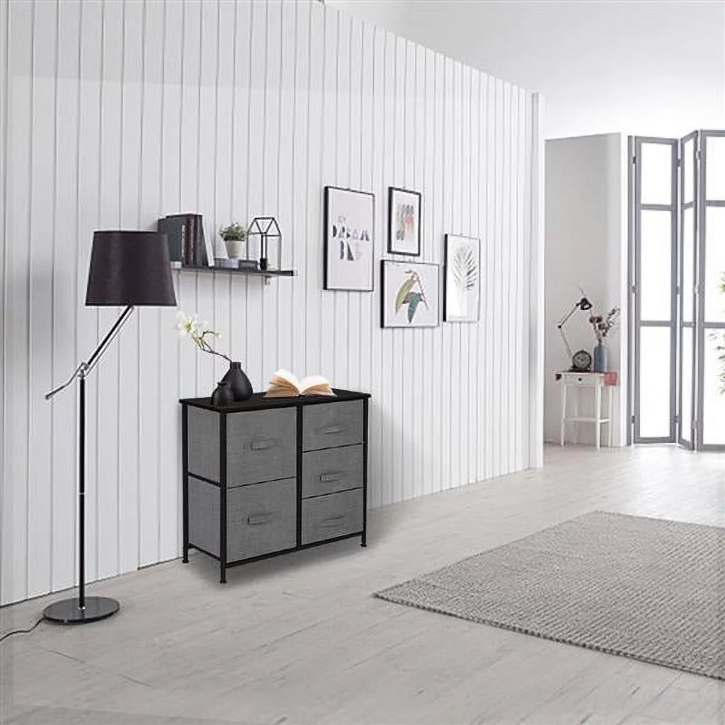 5 Fabric Drawer Steel Frame Storage Cabinet Dresser W928353