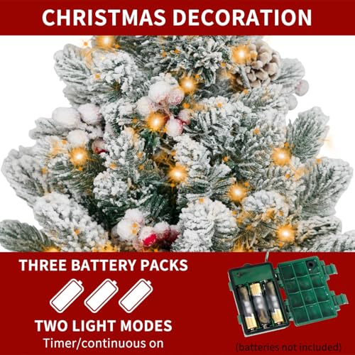 Flocked Artificial Mini Christmas Tree with Lights and Ornaments O8821