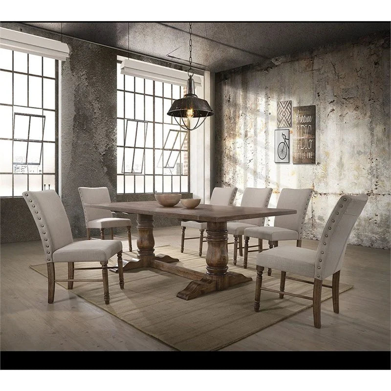 Pedestal Dining Table in Weathered Oak D106682