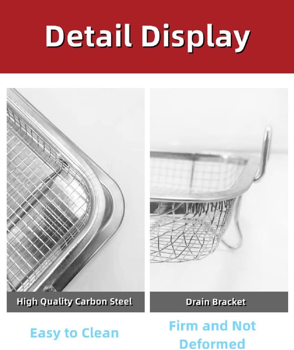 Stainless Steel Air Fryer Basket Set with Crisper Tray and Pan Tray B188037