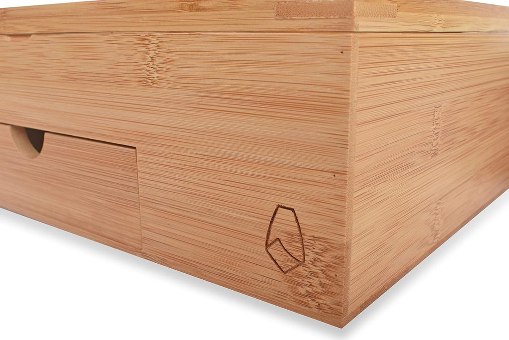 Bamboo Wood Tea Bag Storage Organizer with 8 Compartments and Drawer Q433