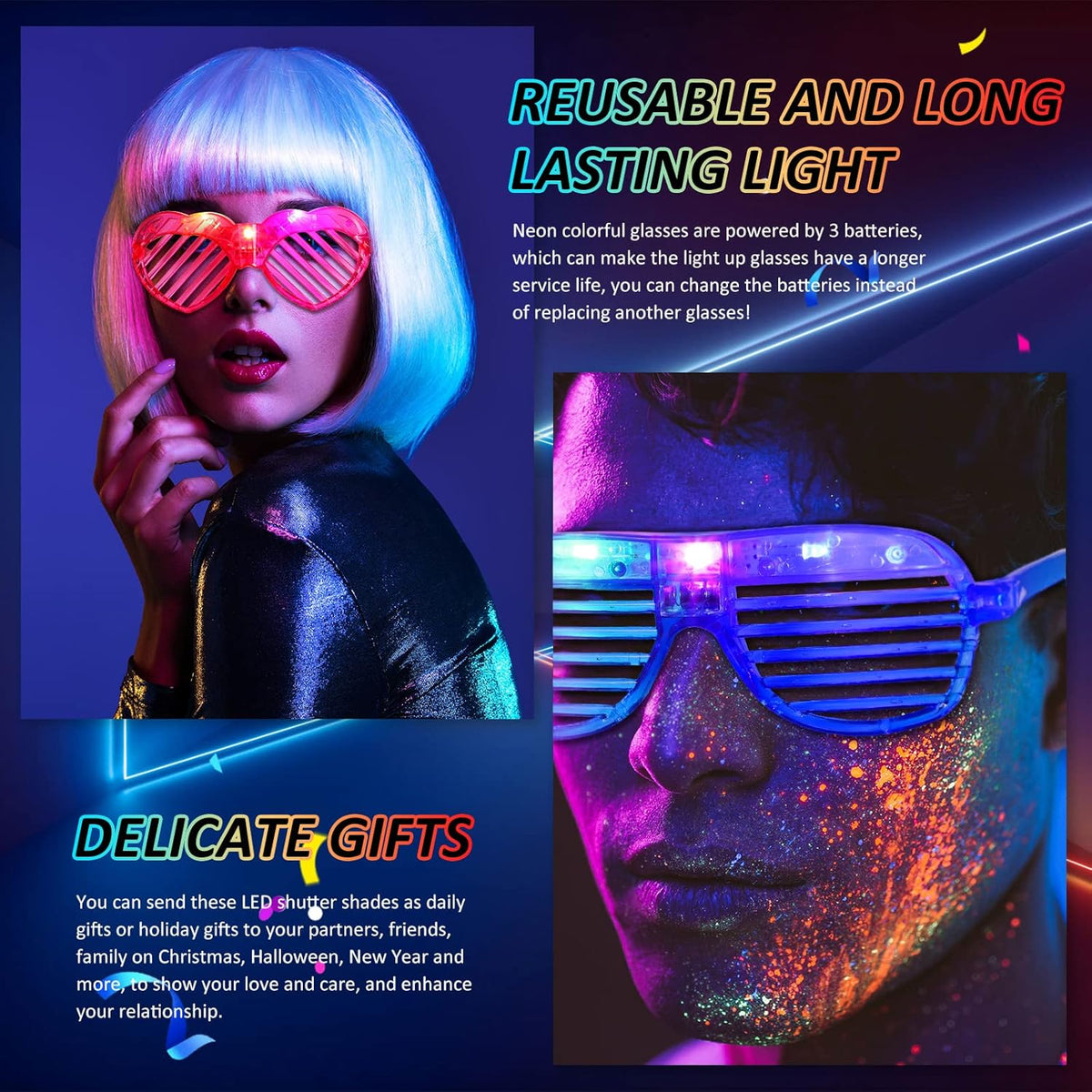 12 Pcs LED Glow Glasses T259