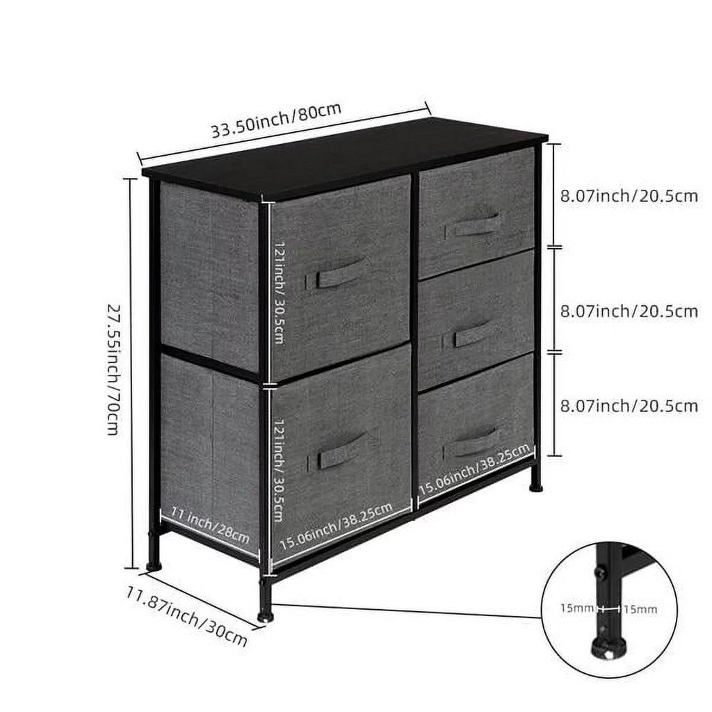 5 Fabric Drawer Steel Frame Storage Cabinet Dresser W928353