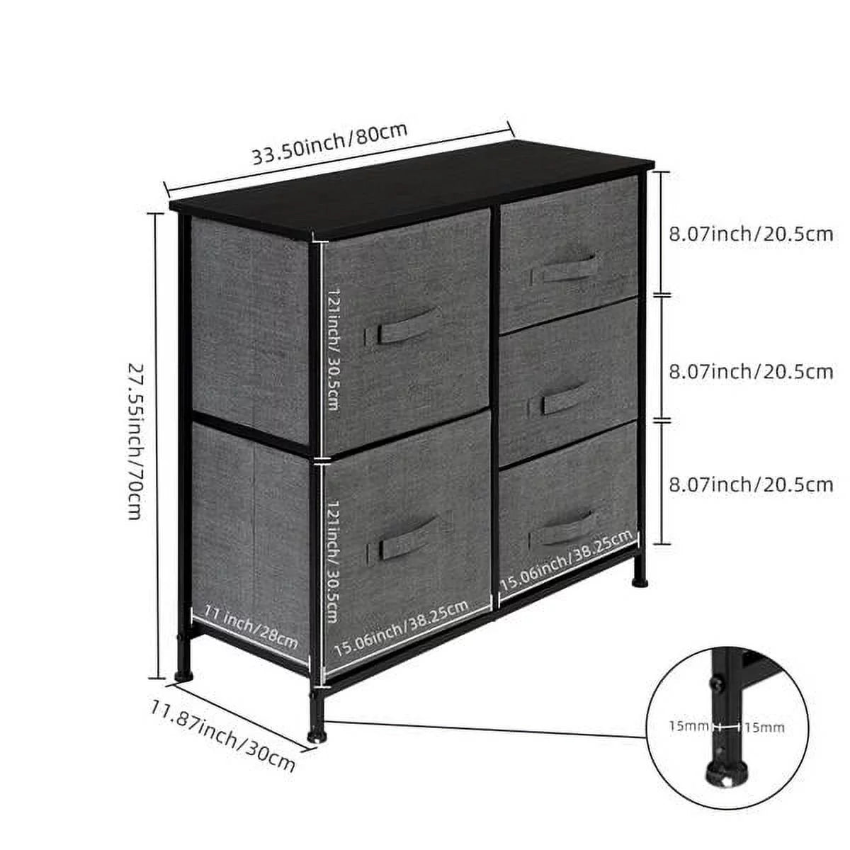 5 Fabric Drawer Steel Frame Storage Cabinet Dresser W928353