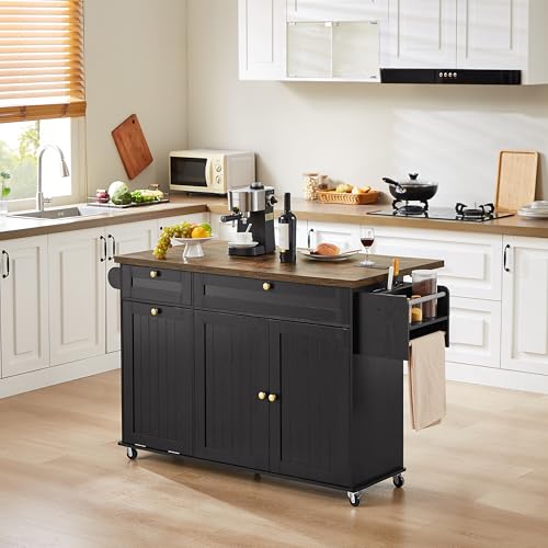 60" Kitchen Island with Power Outlet & Drop Leaf Q383030