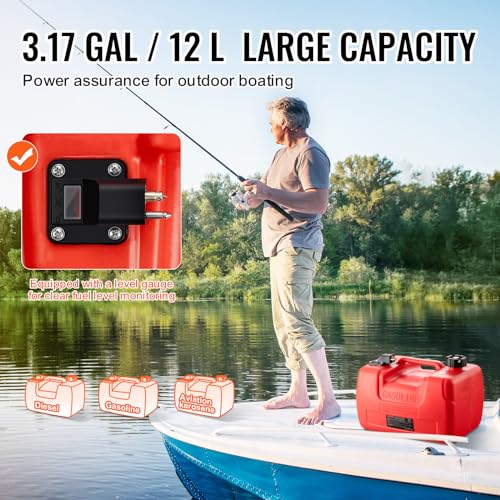 12 Gallon Portable Plastic Boat Fuel Tank T5652
