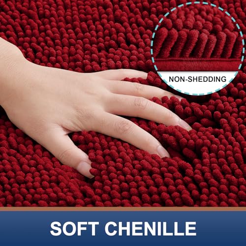 2 Piece Chenille Bath Mat Set (30" x 20"+24" x 16", Dark Grey) X903