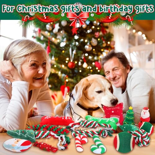 16 Pcs Christmas Dog Advent Calendar Squeaky Toys Candy Cane Interactive Ball Bones Chew Toy V7514