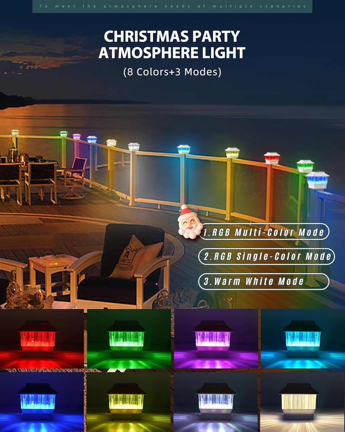50 Lumen 3 Modes Solar Post Lights (1 Pack) and RGB & Warm Solar Post Cap Lights (1 Pack) R79796