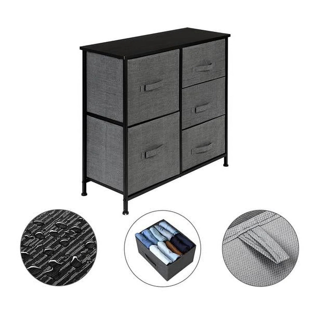 5 Fabric Drawer Steel Frame Storage Cabinet Dresser W928353