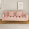Pink Convertible Sleeper Loveseat Sofa 2-in-1 Adjustable Bed Futon Recliner with 2 Throw Pillows P441