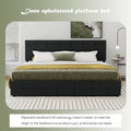 Black Linen Queen Size Platform Bed Frame with 4 Storage Drawers M724