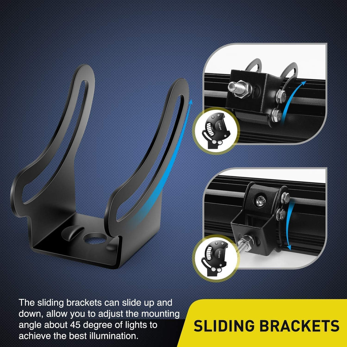 2PCS Black LED Light Bar Slide Mount Bracket B689