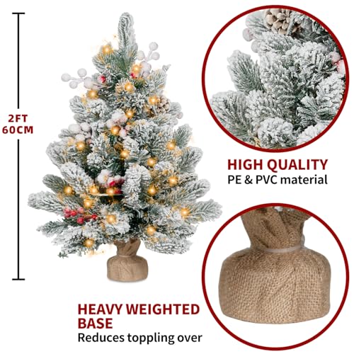 Flocked Artificial Mini Christmas Tree with Lights and Ornaments O8821