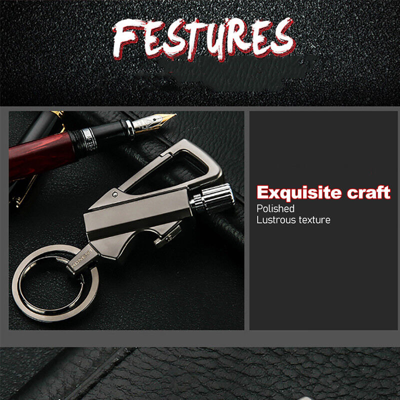 Metal Carabiner Bottle Opener Keychain Flint Fire Starter F94543