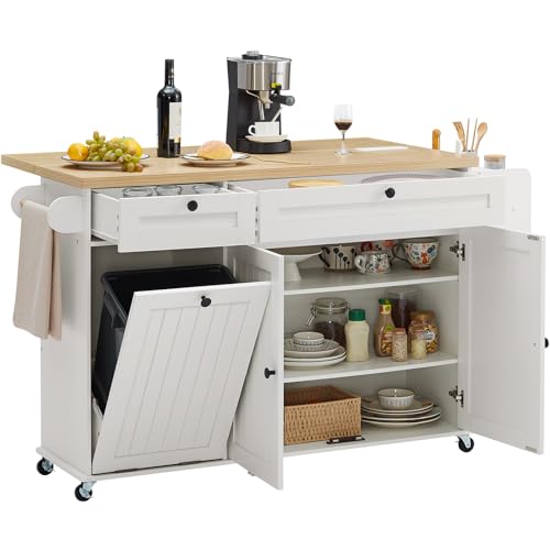 60" Kitchen Island with Power Outlet & Drop Leaf Q383030
