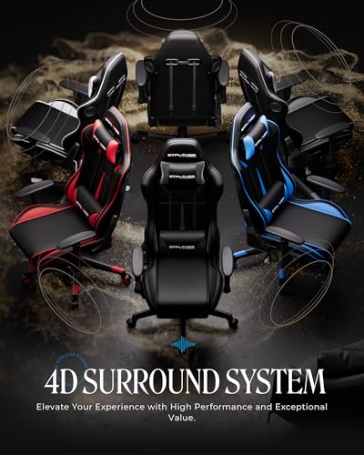 Black-Red Gaming Chair with Speakers and Footrest N833997