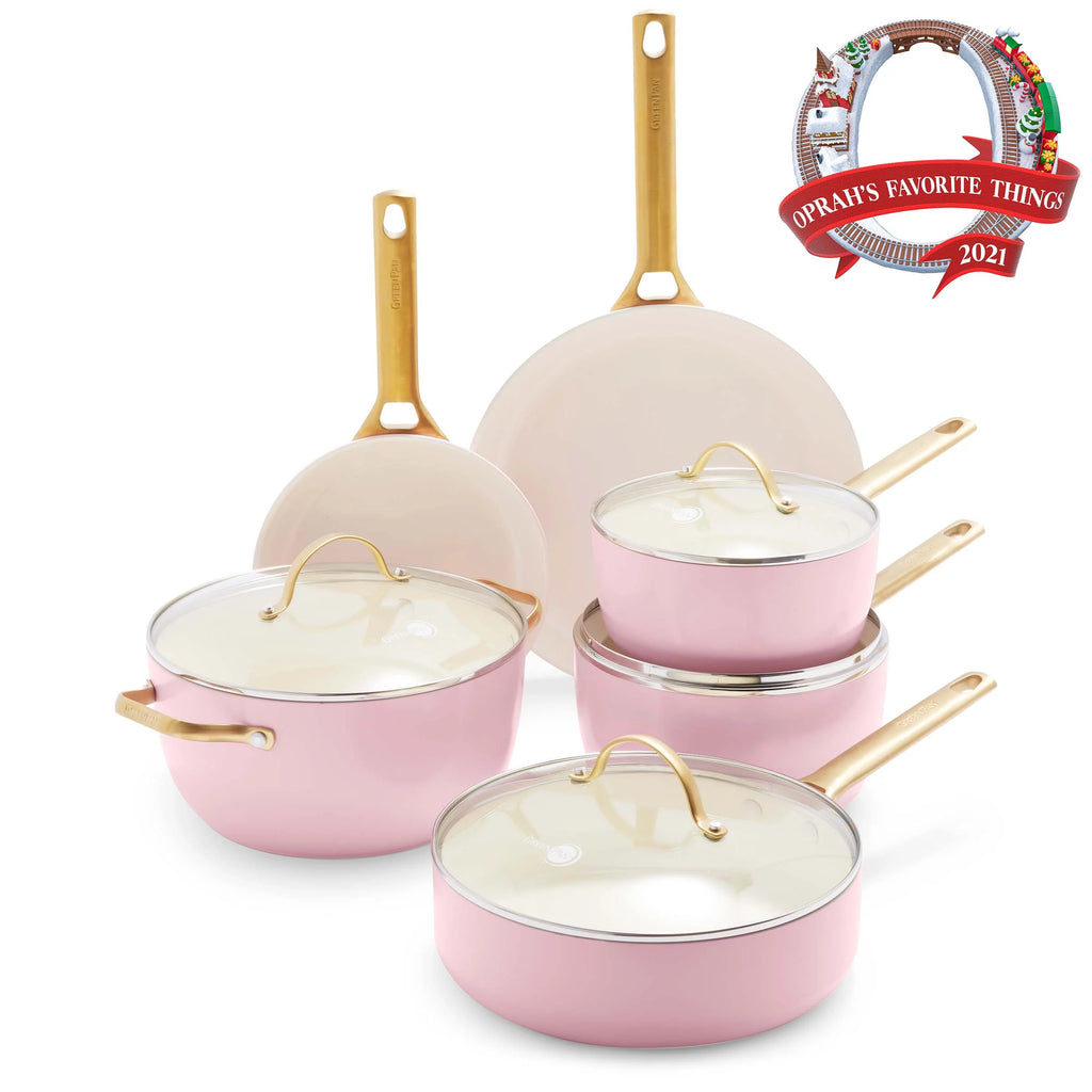 10 Pc Ceramic Nonstick Cookware Set, Blush Pink U8308