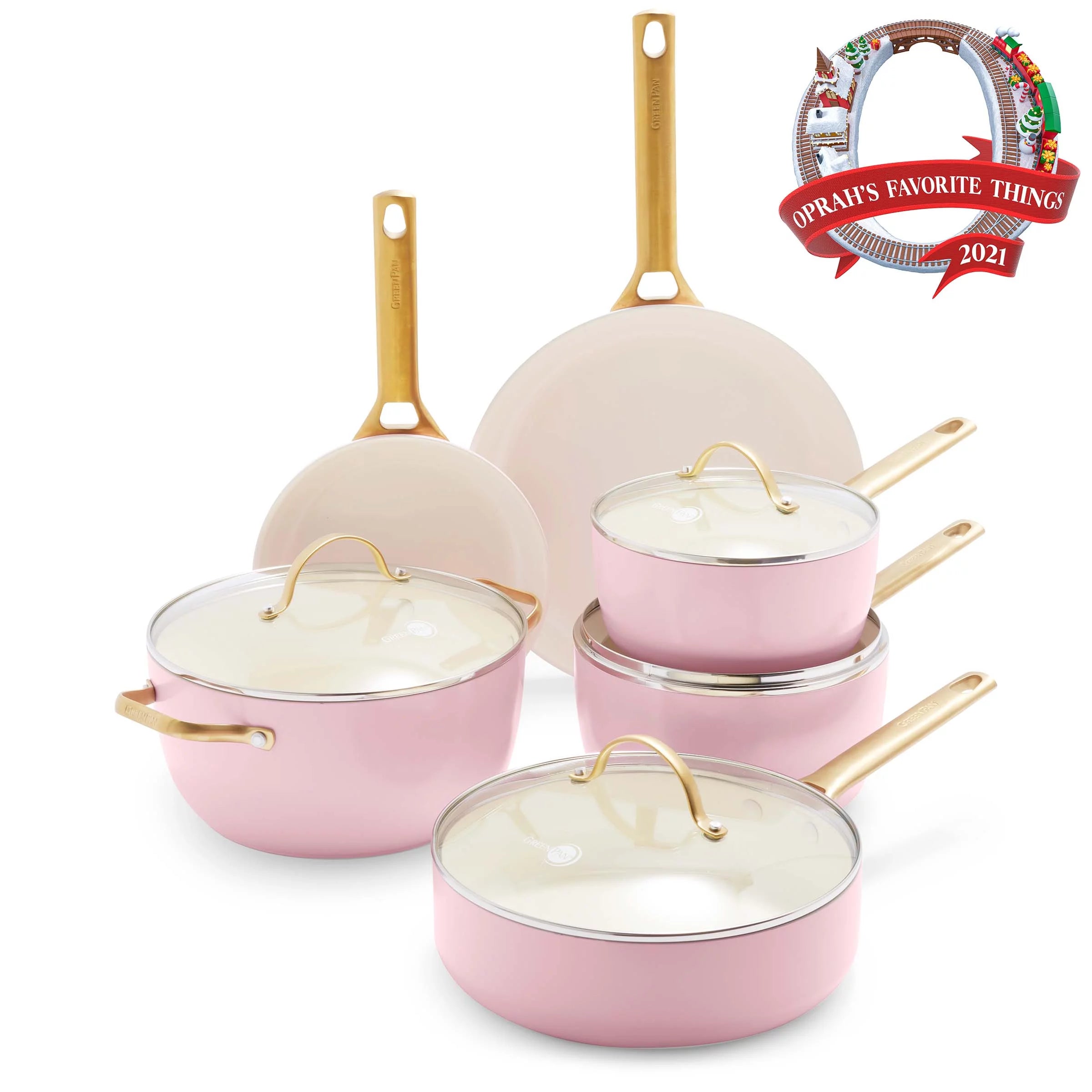 10 Pc Ceramic Nonstick Cookware Set, Blush Pink U8308