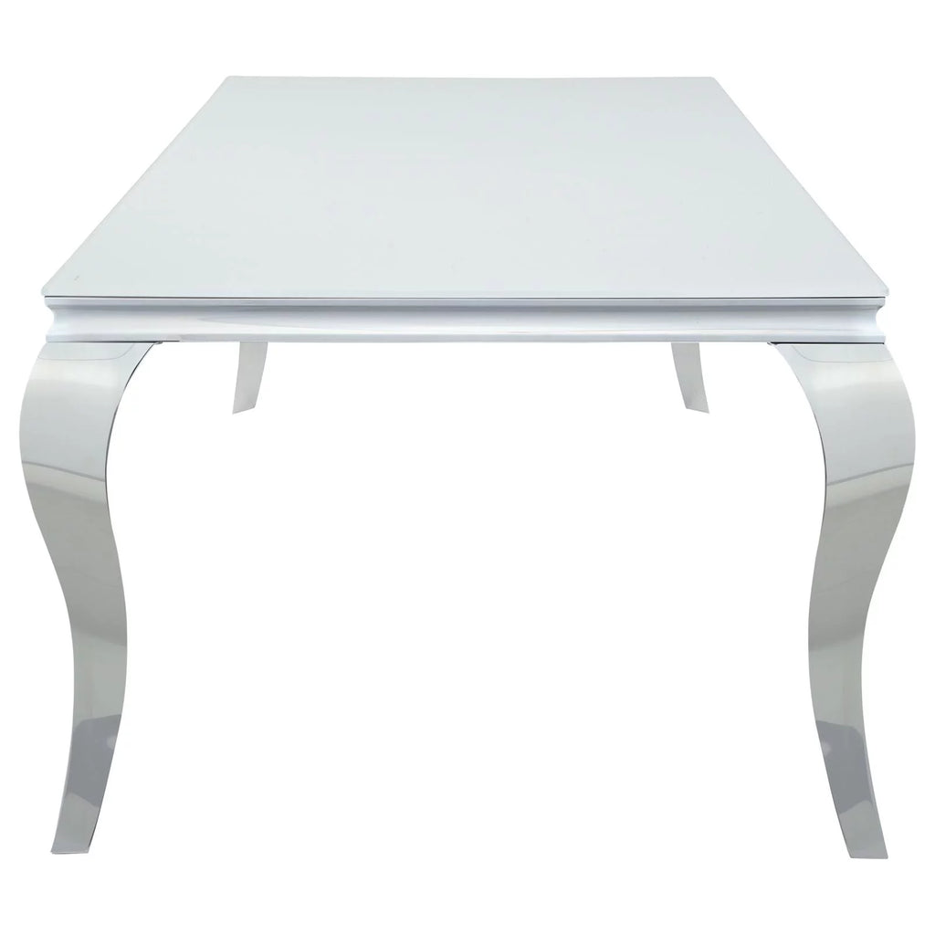 Rectangular Glass Top Dining Table White and Chrome D118470