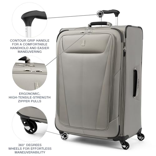 Slate Green Softside Expandable Carry on Luggage with 4 Spinner Wheels O14437